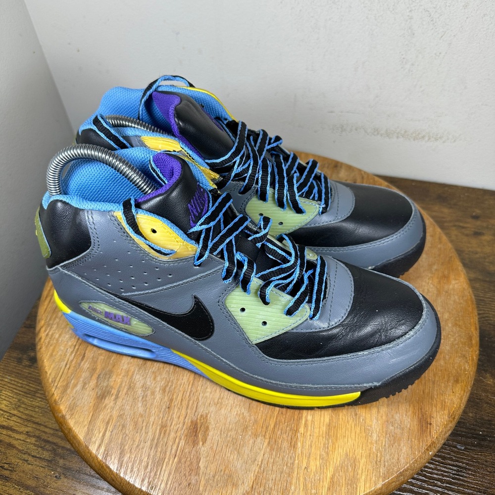 Nike Air Max 90 Sneaker Boot Mens 8.5 Grey Blue Yellow 316339-001 2007